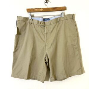 NEW Peter Millar Shorts 42x9 Khaki Twill Pima Cotton Flat Front Chino summer‎